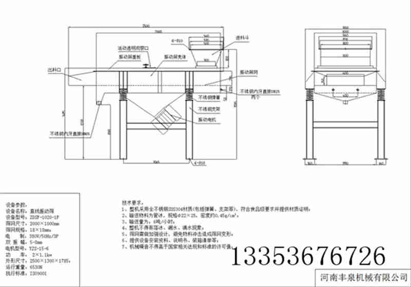 直線篩-耐高溫耐火材料直（zhí）線篩生產（chǎn）廠家-技術參（cān）數和外（wài）形尺寸